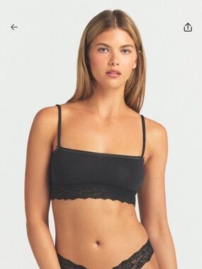 SKIMS LIGHTWEIGHT COTTON STRAIGHT NECK
BRALETTE in Soot Tonal